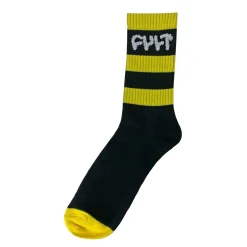 Sale CULT CREW Stripe Logo Socks / yellow